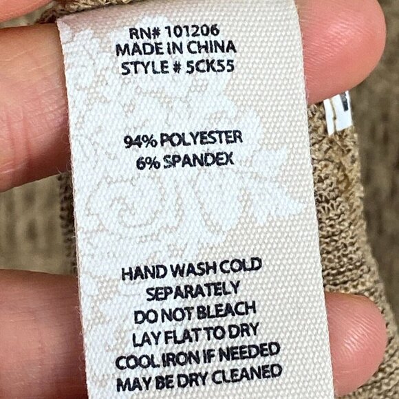 Soft Surroundings Kerry Dress 1X Sleeveless Smocked Waist Cowl Neck Tan - Picture 5 of 10